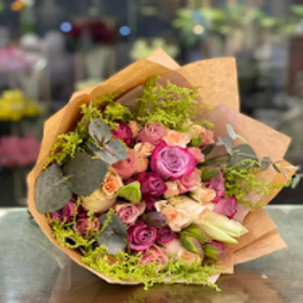 Mixed Purple & Pink Rose Bouquet